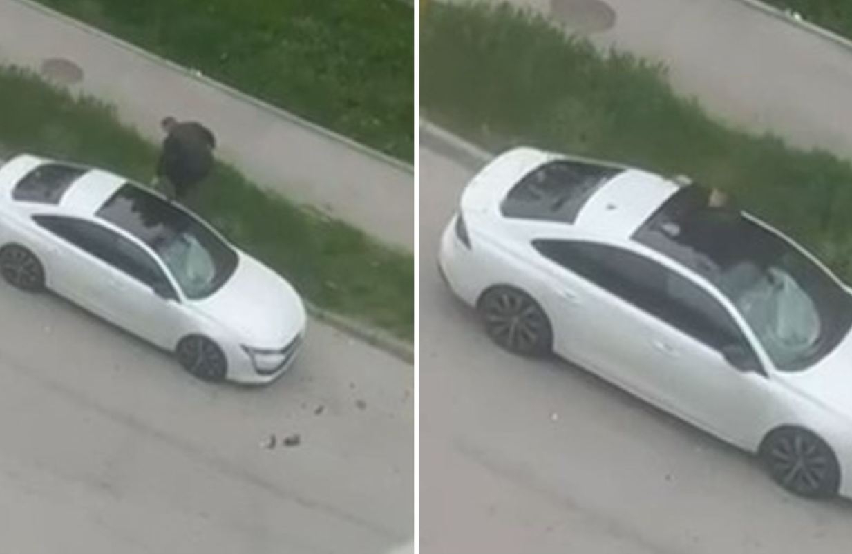 (VIDEO) NEVJEROVATNE SCENE Muškarac uništavao automobil, pa propao kroz krov