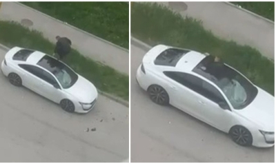Nevjerovatne scene u BiH: Palicom uništavao automobil pa upao u njega VIDEO