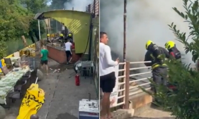 Požar u poznatom banjalučkom restoranu: Vatrogasci na terenu, gust dim iznad objekta VIDEO
