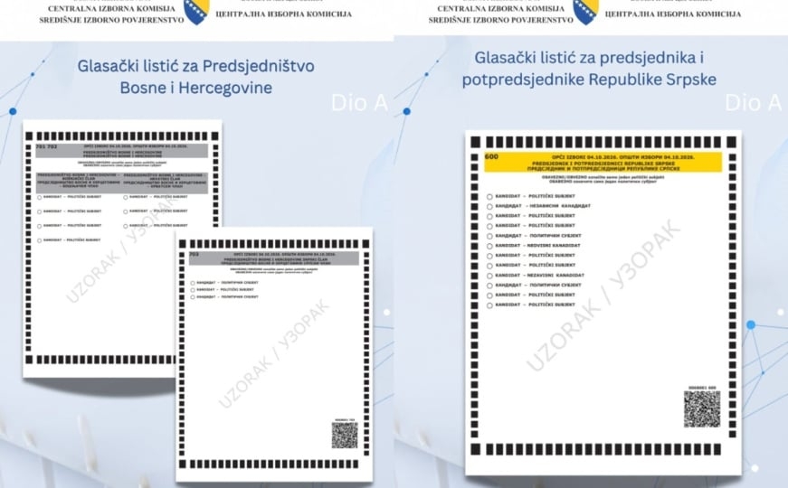 Kako ćemo glasati na Općim izborima 2026? CIK objavio izgled prvih glasačkih listića