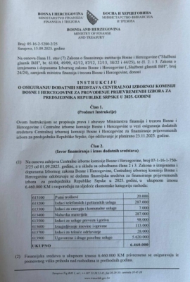 Hasanović potpisao odluku o sredstvima za prijevremene izbore u RS: Amidžić krije pečat
