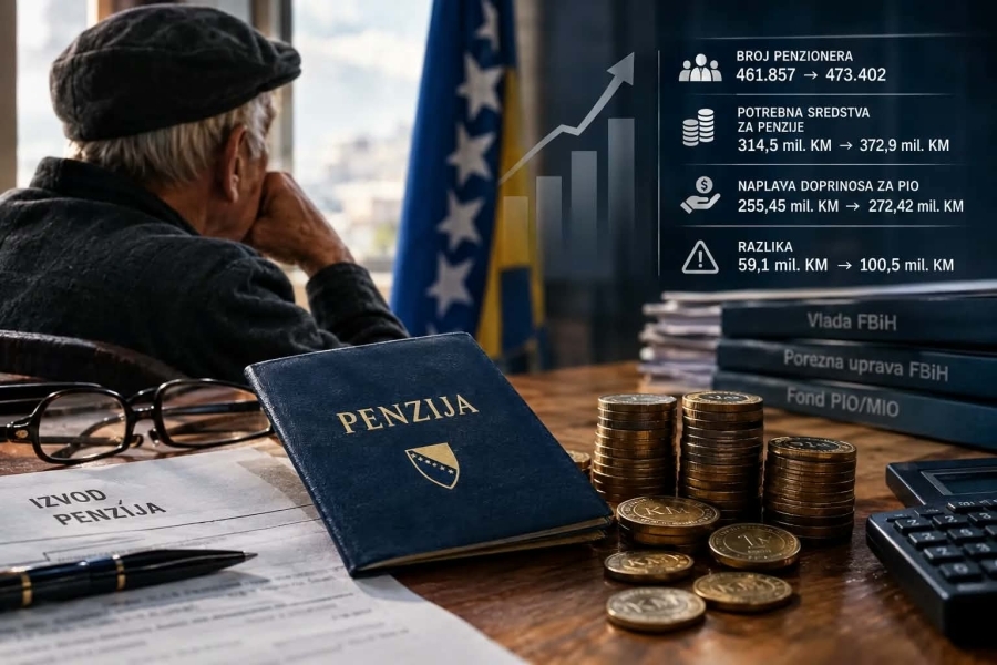 PENZIJSKI SISTEM FBiH PRED VELIKIM IZAZOVOM: Troškovi penzija rastu gotovo tri puta brže od naplate doprinosa