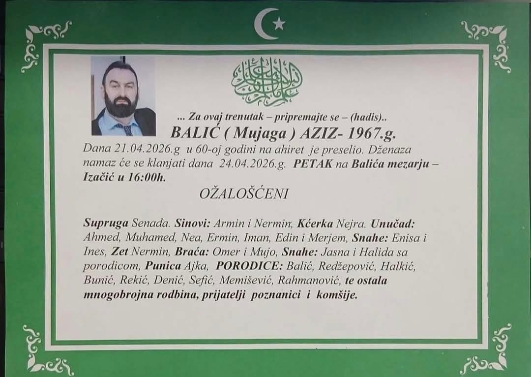 Na Ahiret preselio Balić (Mujaga) Aziz