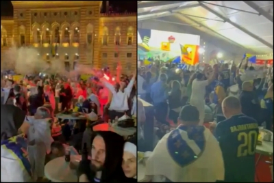 Uzavrela atmosfera prekoputa Vijećnice: Zapaljene baklje, vijore se ljiljani, Sarajevo u transu bodri BiH!