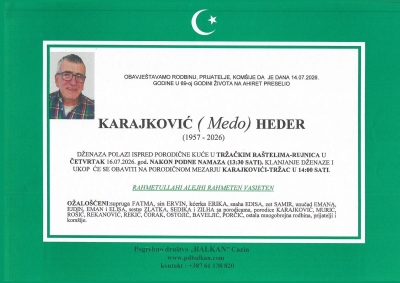 Na Ahiret preselio KARAJKOVIĆ (Medo) HEDER