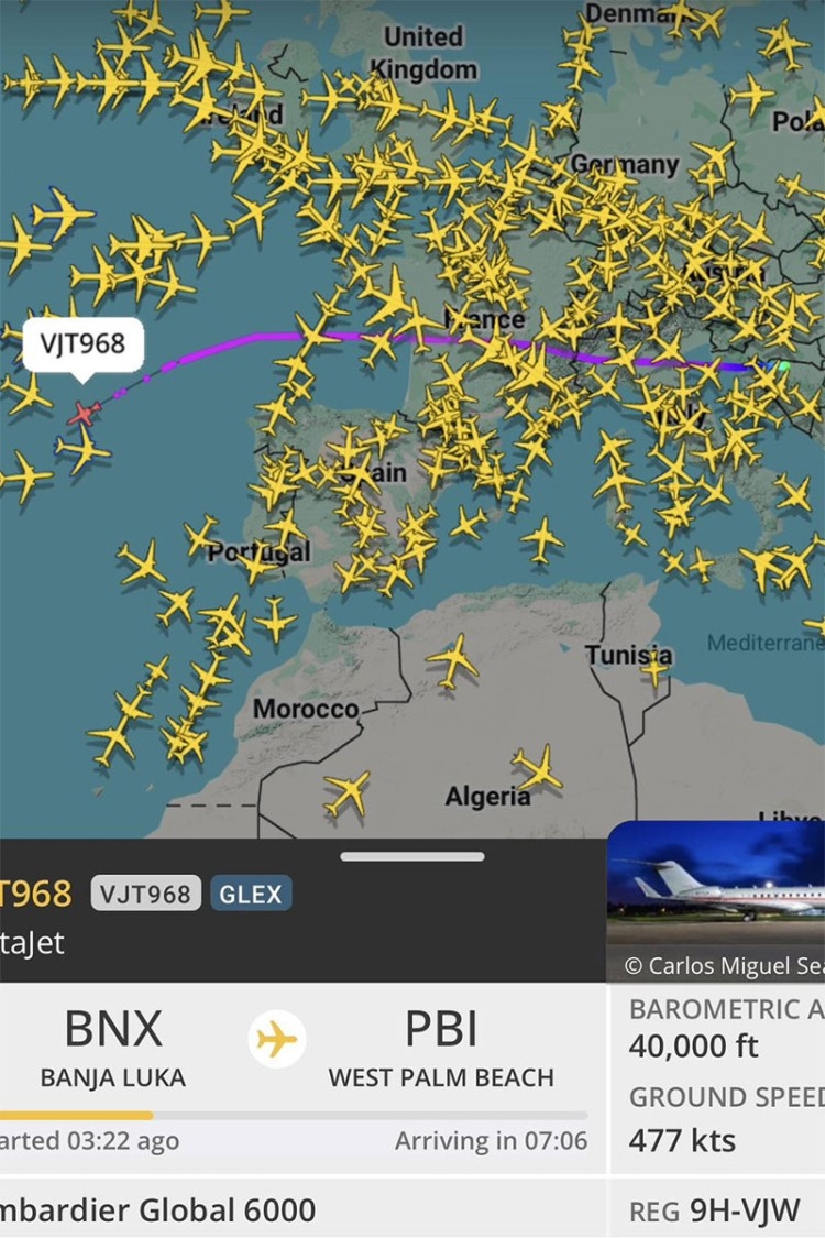 Avion kojim je letio Trampov sin ponovo doletio u Banjaluku