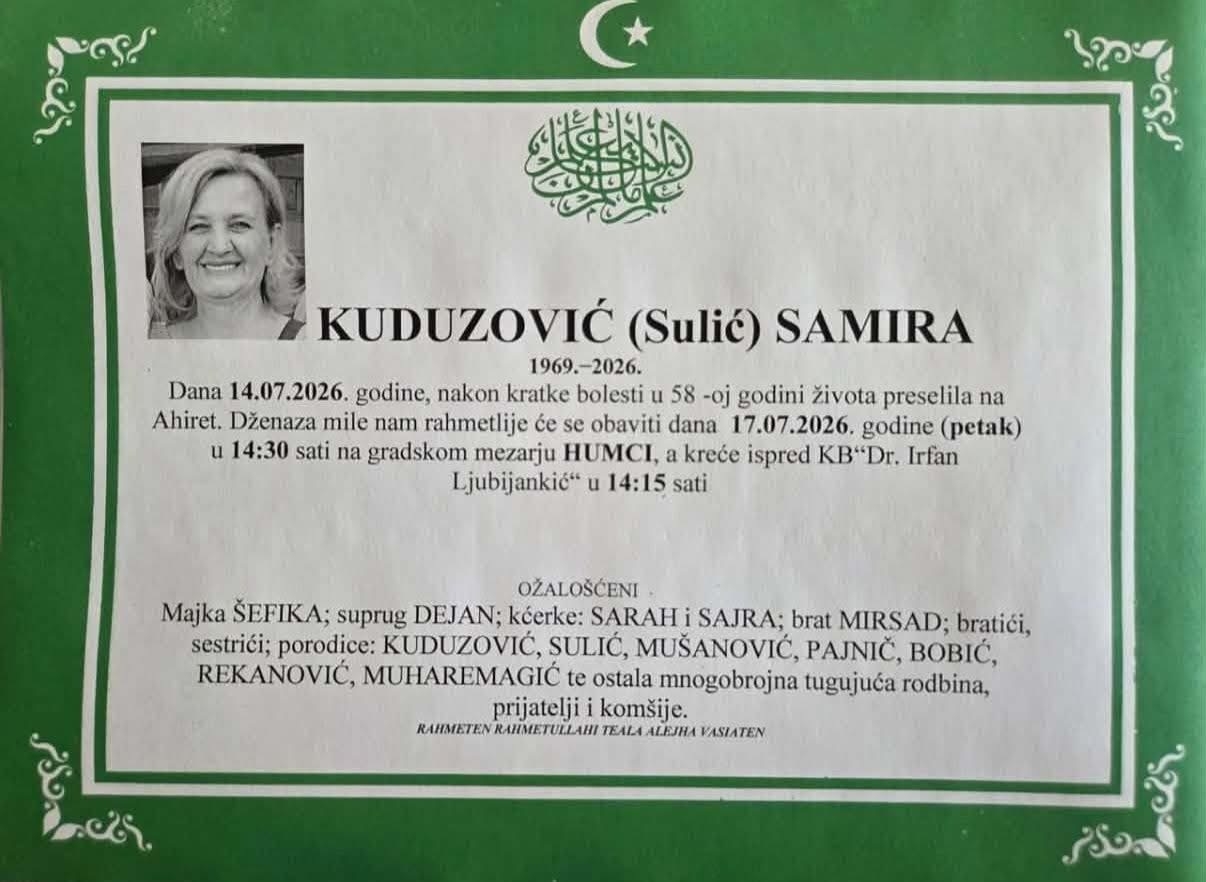 Na Ahiret preselila Kuduzović (Sulić) Samira