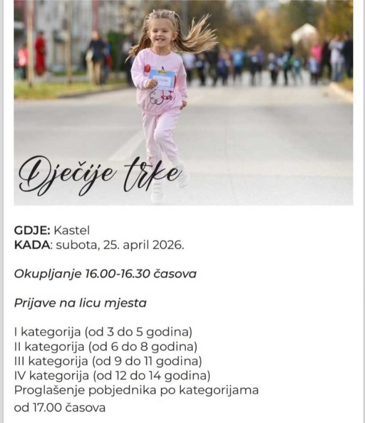 Za pomoć Todoru i Maši: U subotu humanitarna trka na Kastelu