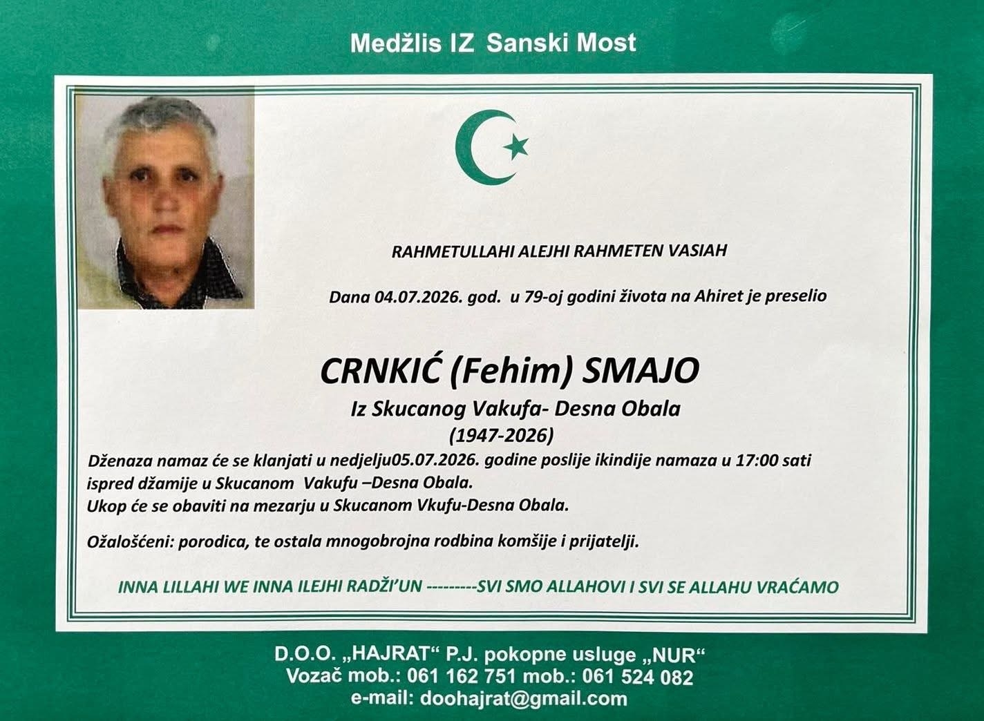 Na Ahiret preselio Crnkić Smajo