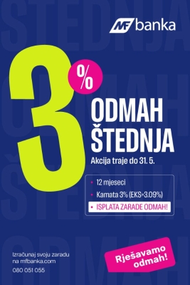 Zaradite prije nego što počnete štedjeti: Uzmite 3% kamate unaprijed!