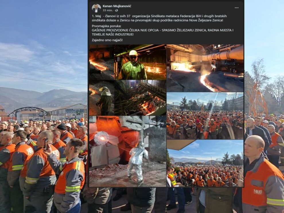 Sindikat metalaca FBiH zakazao prvomajski skup u Zenici zbog gašenja integralne proizvodnje čelika