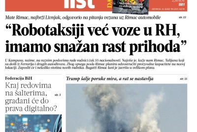 Večernji list BiH ovog utorka donosi: Čitajte o digitalizaciji, europskom putu, djaspori, robotaksijima, energetskim pićima ...