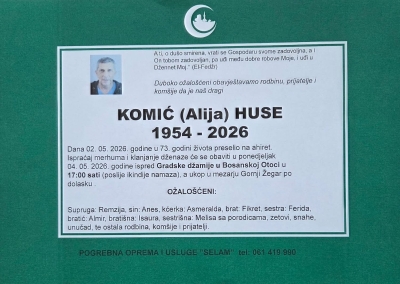 Na Ahiret preselio Komić (Alija) Huse
