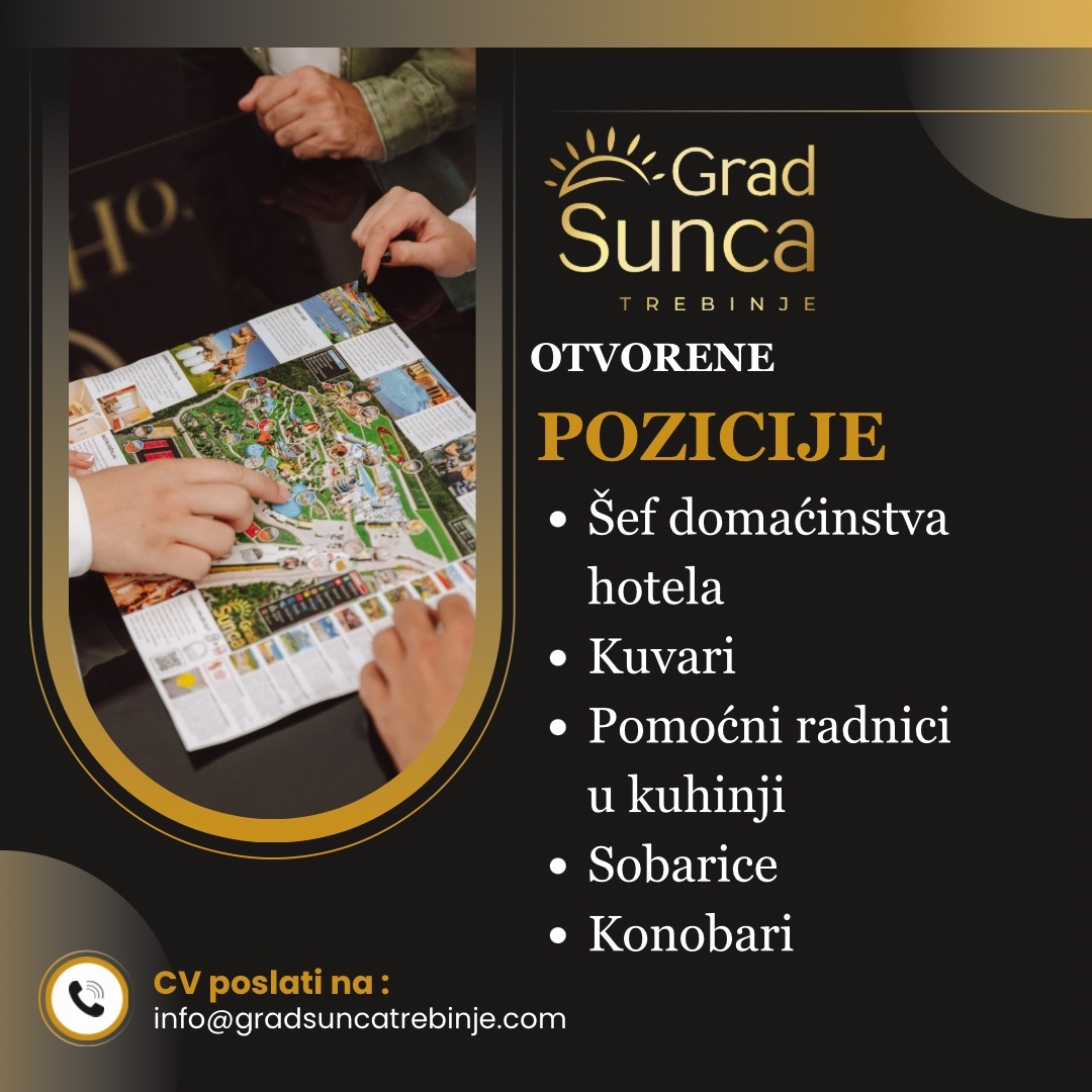 Otvorene pozicije u Gradu sunca, prijave su počele