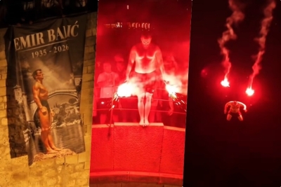 TAKO JE MOSTAR ISPRATIO SVOG SIMBOLA: Skokom u Neretvu i bakljama odali počast Emiru Baliću (VIDEO)