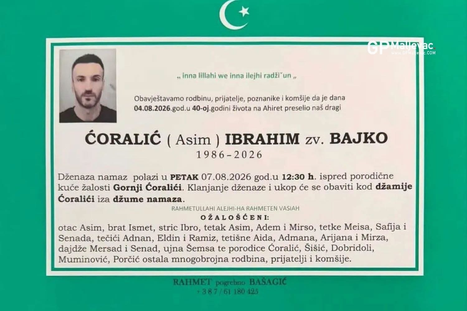 Na Ahiret preselio Ćoralić (Asim) Ibrahim zv. Bajko