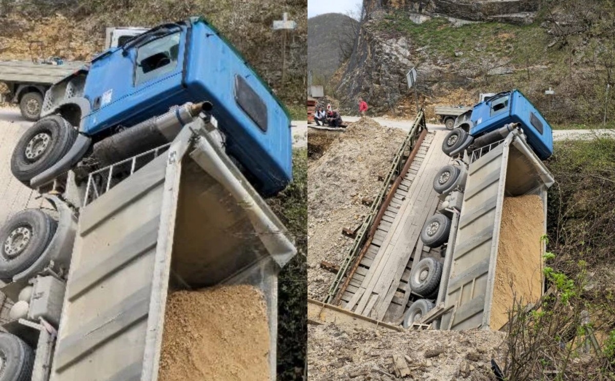 Na magistralnom putu M-15: Urušio se drveni most u trenutku kada je preko njega prelazio kamion