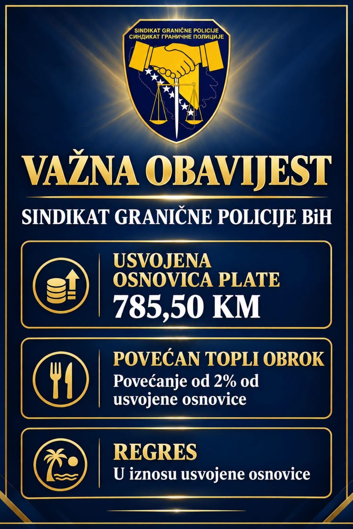 Usvojena osnovica od 785 KM: Veći regres i topli obrok za zaposlene u institucijama BiH, evo kada slijedi isplata