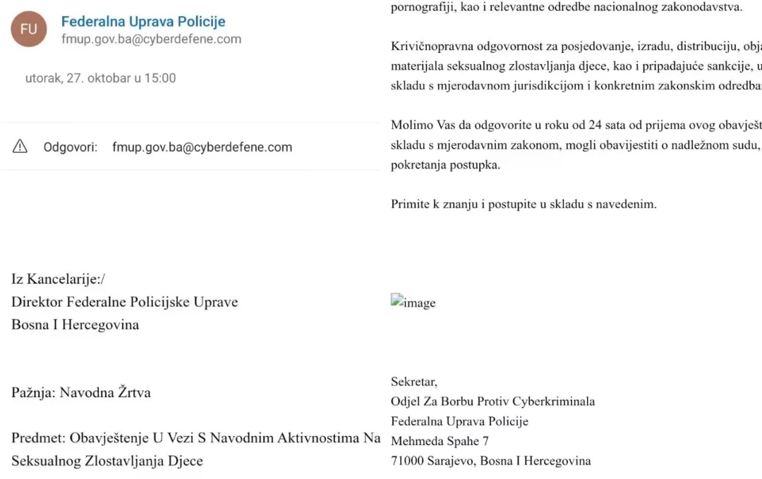 Stižu lažni e-mailovi u ime FUP-a: Ako dobijete ovu poruku, ne otvarajte je