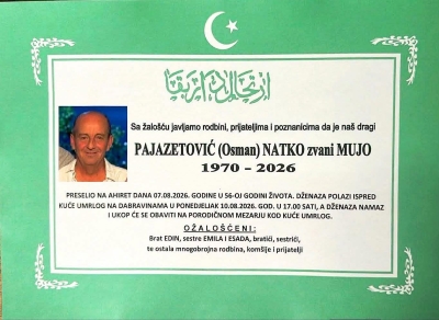 Na Ahiret preselio Pajazetović (Osman) Natko zvani Mujo