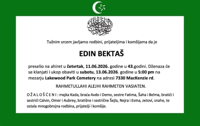 U Americi na Ahiret preselio Edin Bektaš