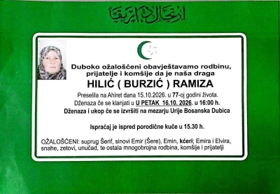 Na Ahiret preselila HILIĆ ( BURZIĆ ) RAMIZA