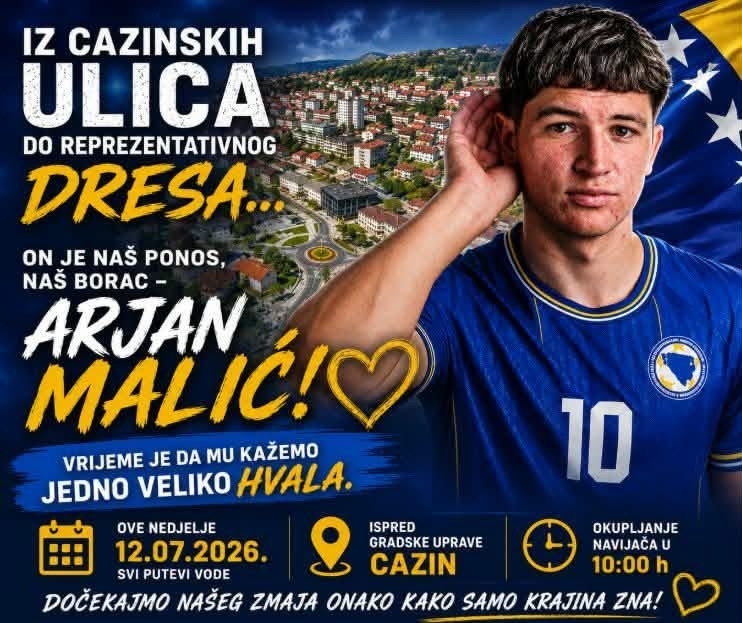 Cazin u nedjelju organizuje veličanstven doček za Arjana Malića