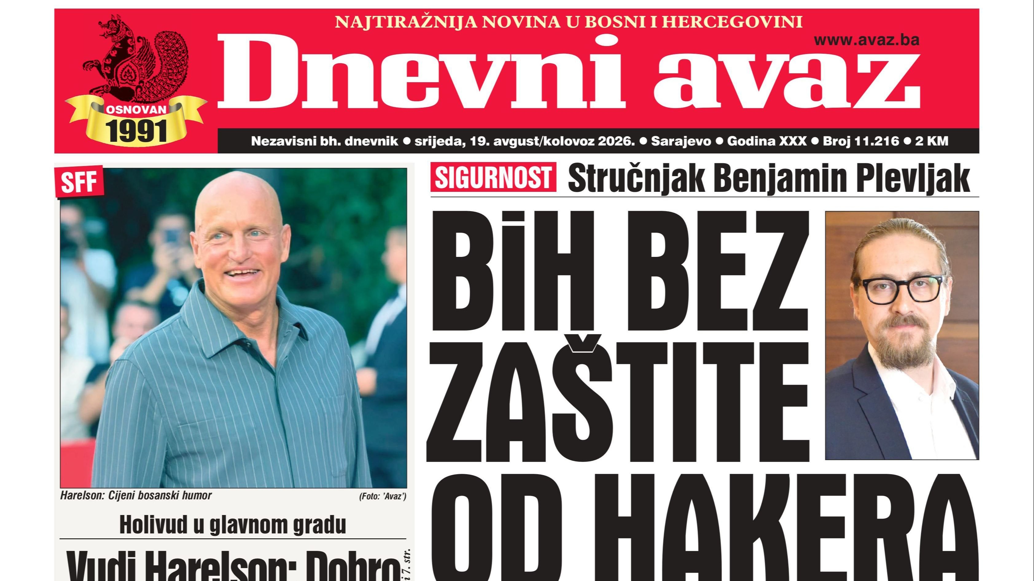 U današnjem "Dnevnom avazu" čitajte: BiH bez zaštite od hakera