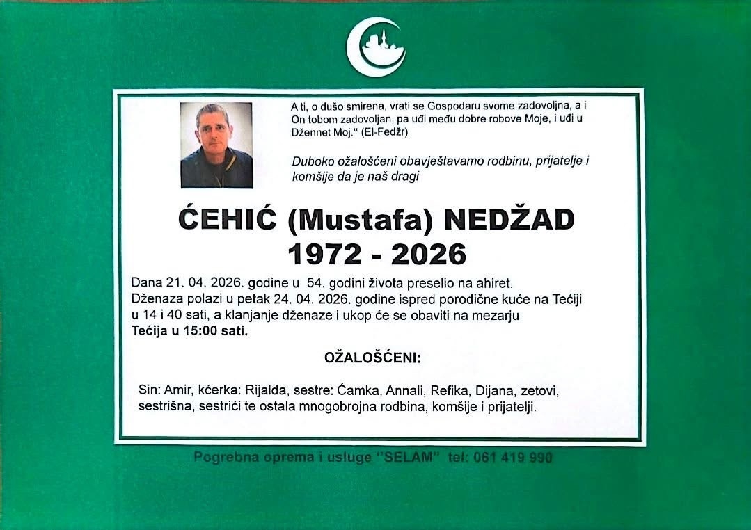 Na Ahiret preselio Ćehić (Mustafa) Nedžad