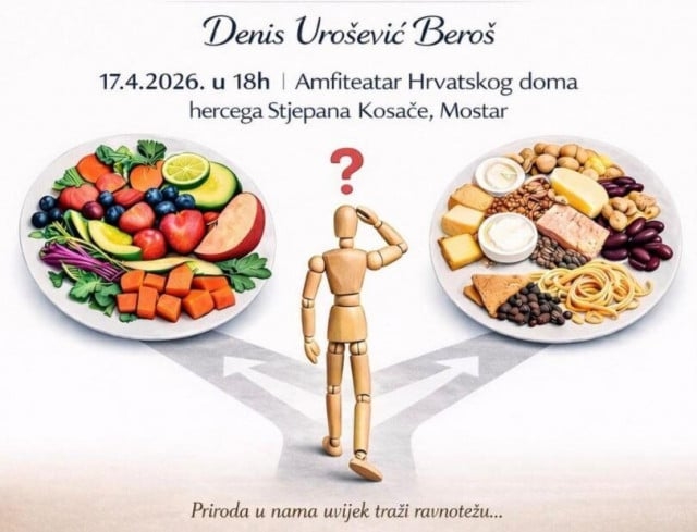 Predavanje 'Život i prehrana po krvnim grupama' u petak u Mostaru