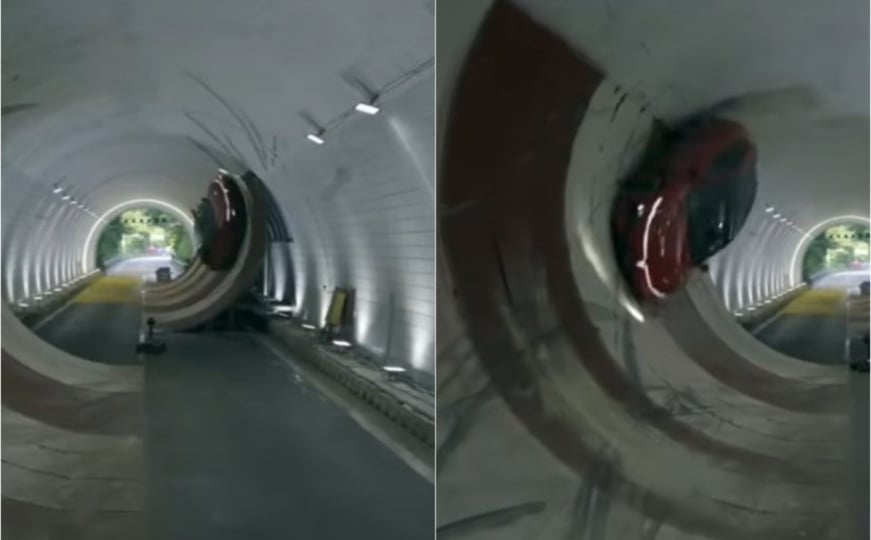 Nevjerovatan prizor: Kineski električni automobil napravio puni krug kroz tunel