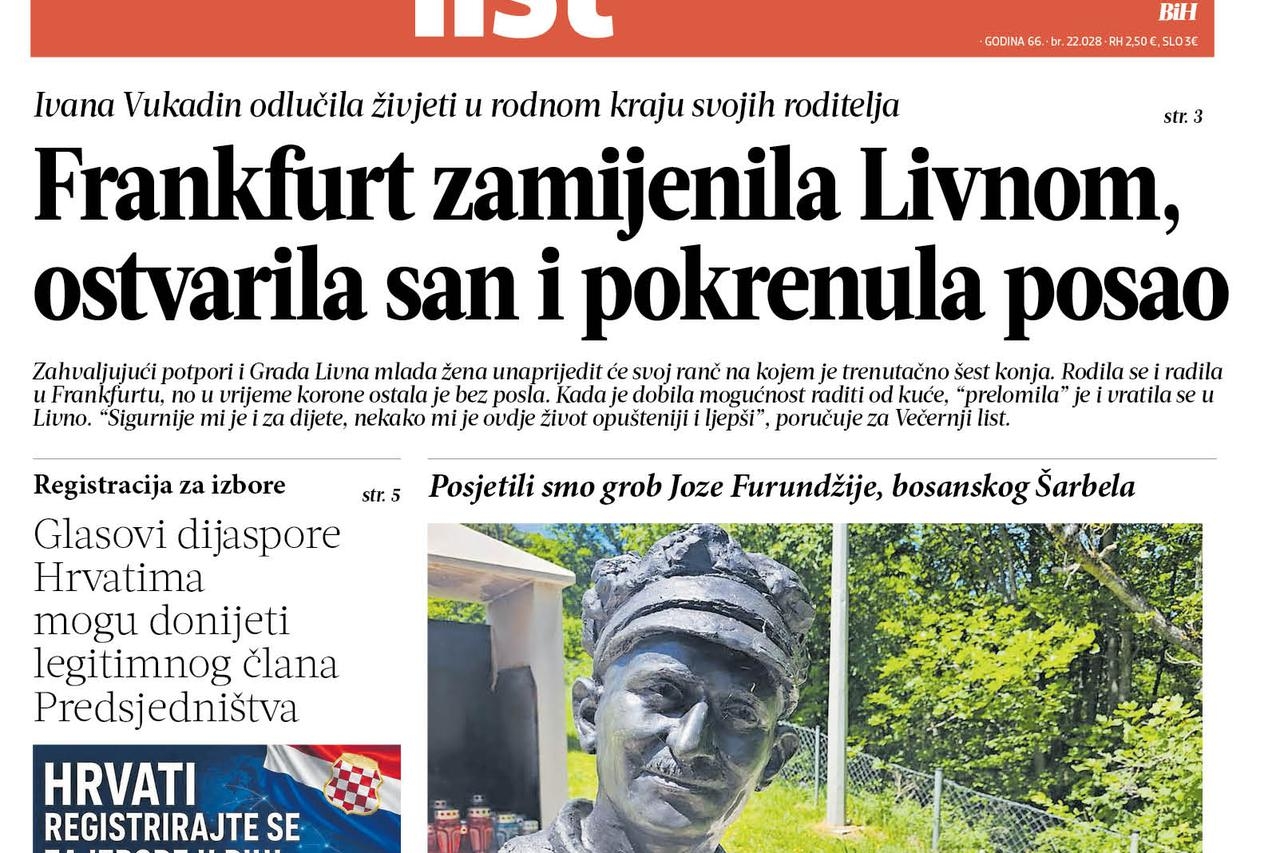 Ne propustite Večernji list BiH ove srijede: Pogledajte što izdvajamo u ovom tiskanom izdanju...
