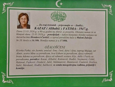 Na Ahiret preselila KAZAZ (Alibabić) FATIMA