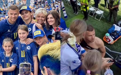 Proslava sa najdražima: Džeko objavio fotografije sa porodicom, podijelili emocije nakon pobjede