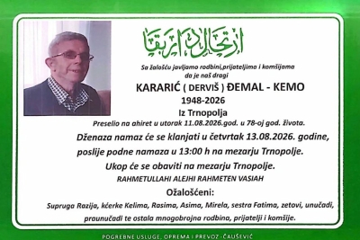 Na Ahiret preselio Kararić (Derviš) Đemal – Kemo
