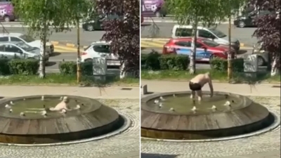 Video / Hit na internetu: Muškarac u Tuzli zaplivao u gradskoj fontani