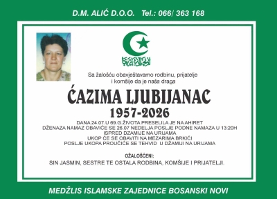 Na Ahiret preselila ĆAZIMA LJUBIJANAC