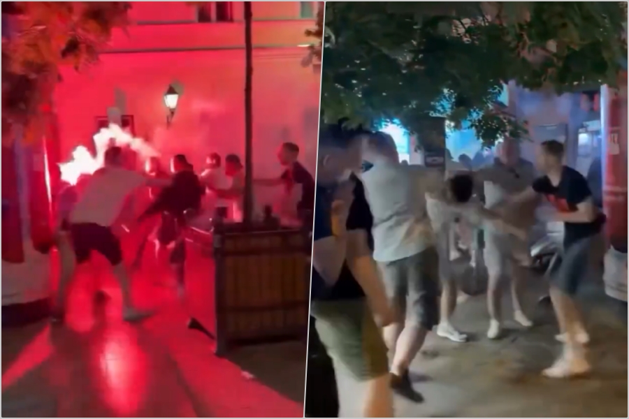 HAOS U BUDIMPEŠTI: Krvavi sukobi navijača Arsenala i PSG-a, lete baklje i sijevaju šake! (VIDEO)