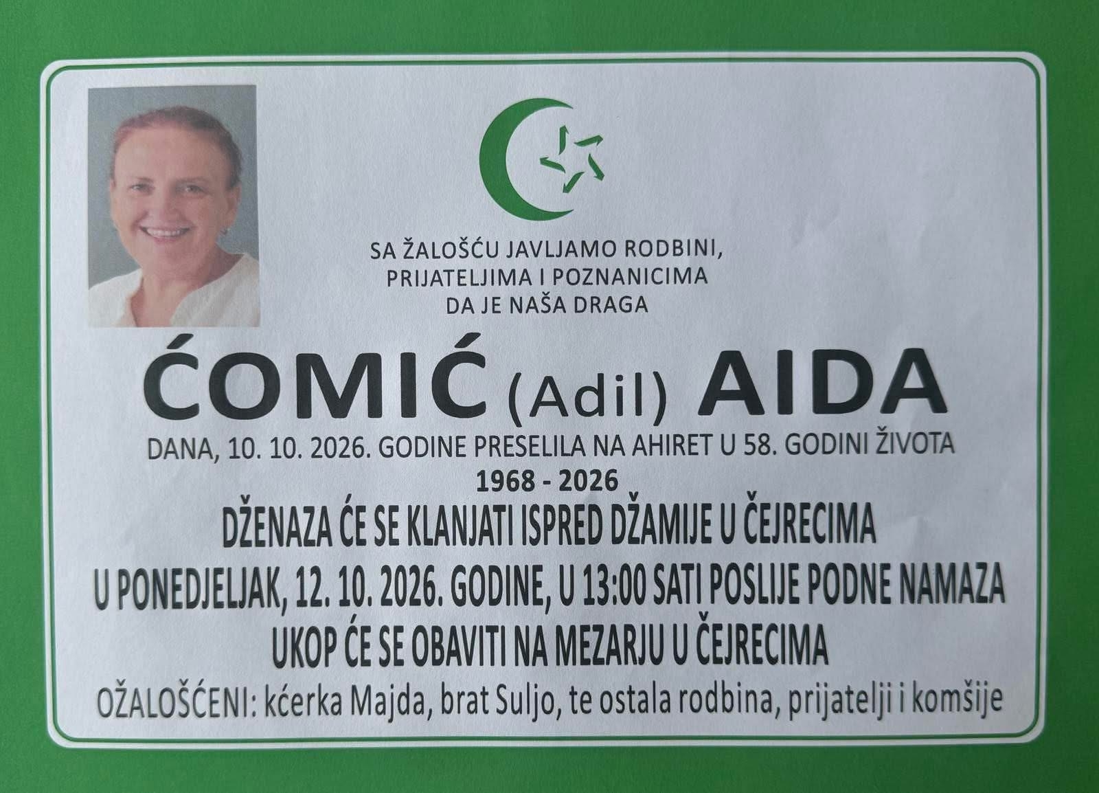 Na Ahiret preselila Ćomić (Adil) Aida