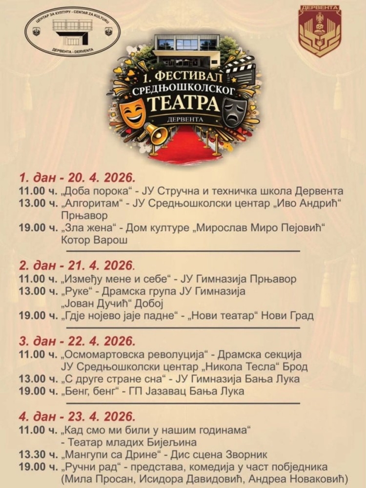 Otvoren Prvi Festival srednjoškolskog teatra u Derventi