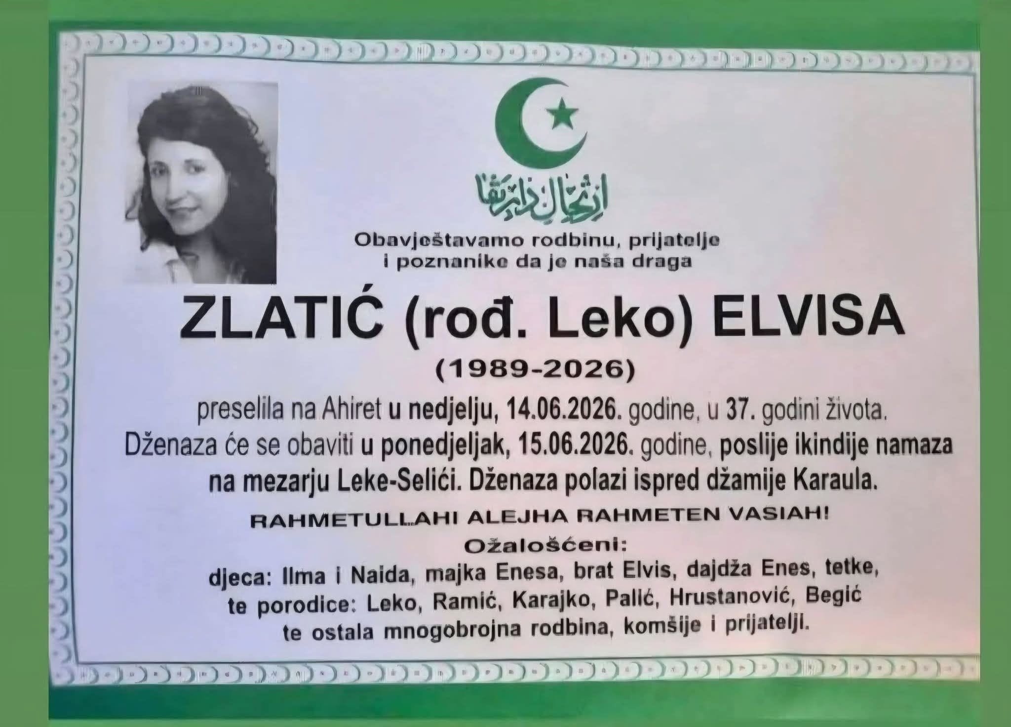 Iza nje ostale dvije kćerke: U 37. godini života preminula Elvisa Zlatić