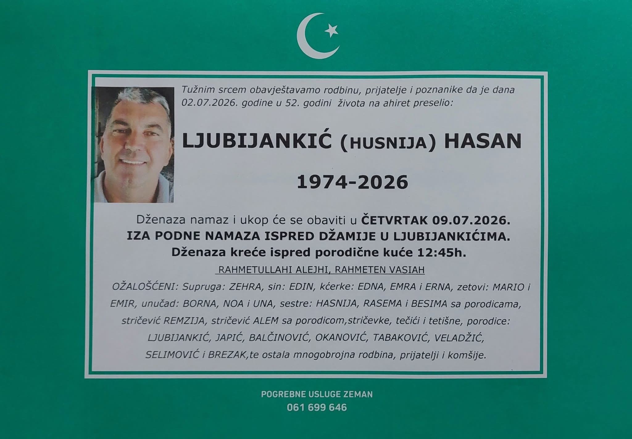 Na Ahiret preselio Ljubijankić Hasan