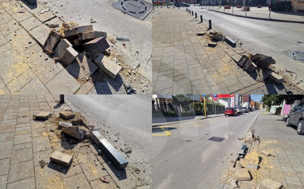 Vandalizam u centru Tuzle: Mladići automobilom srušili stubiće pa se udaljili u nepoznatom pravcu