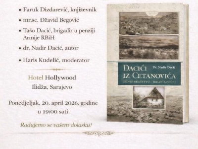 U ponedjeljak promocija knjige "Dacići iz Cetanovića" u Sarajevu