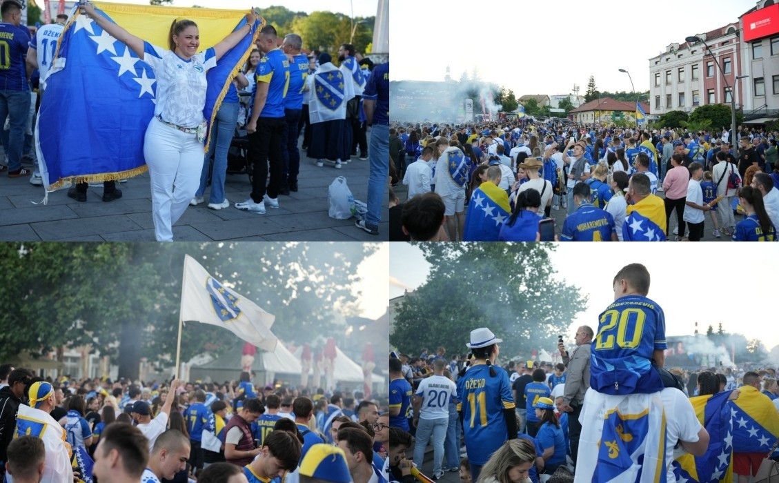 Pogledajte navijačku atmosferu iz Tuzle: Zastave, dresovi i velika podrška bh. reprezentaciji