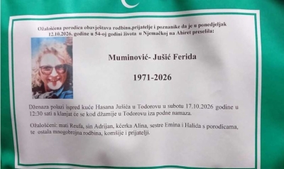 Tužna vijest iz Njemačke: Na Ahiret preselila Muminović - Jušić Ferida