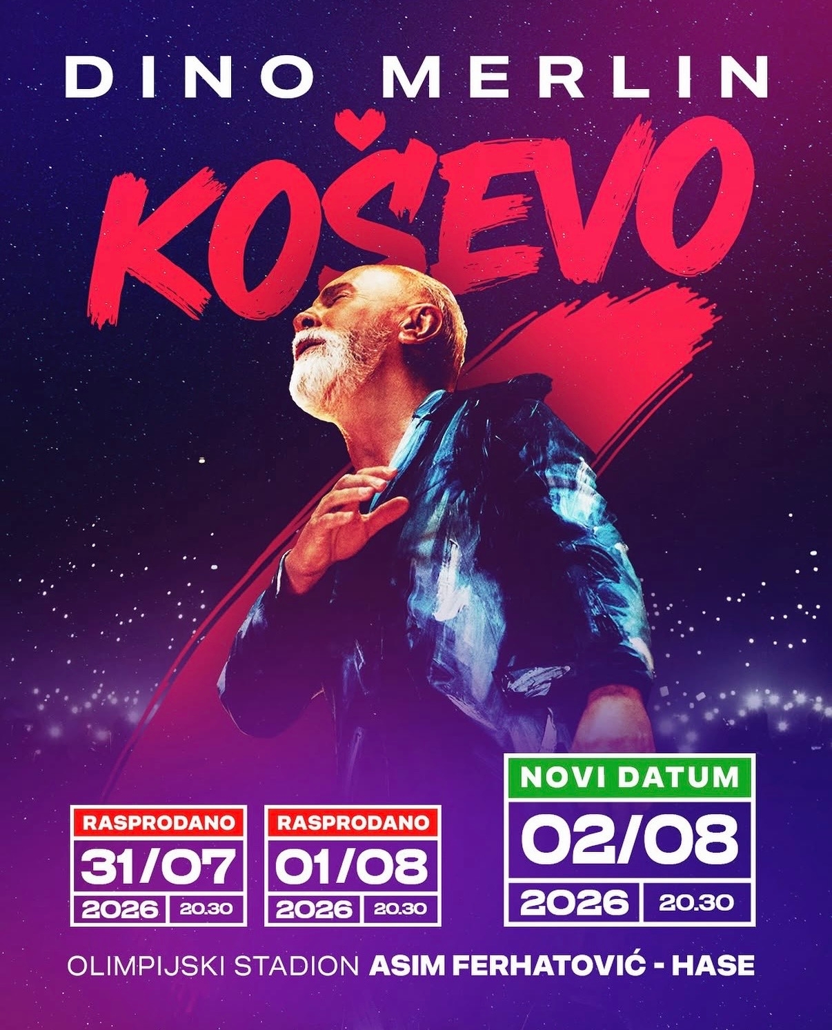 Dino Merlin zakazao treći koncert na Koševu – evo kada počinje prodaja