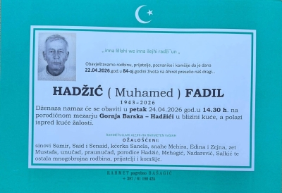 Na Ahiret preselio Hadžić (Muhamed) Fadil