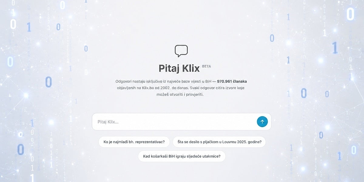 Predstavljamo Pitaj Klix: Šta god vas zanima o BiH i svijetu naš AI asistent ima odgovor