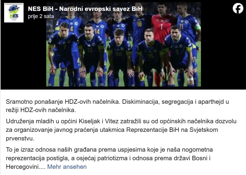NES BiH: "Načelnici HDZ-a dozvolite javno gledanje mečeva Zmajeva ili ćete snositi odgovornost"